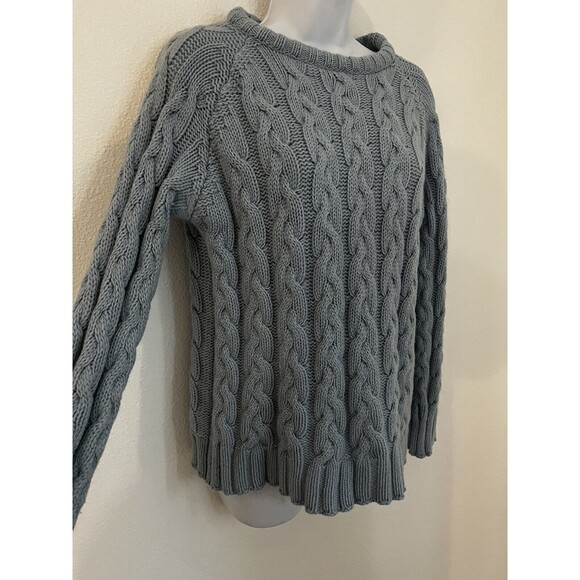 Peregrine Sweater Womens L Blue Cable Knit 100% Merino Wool England Excellent - Picture 2 of 6